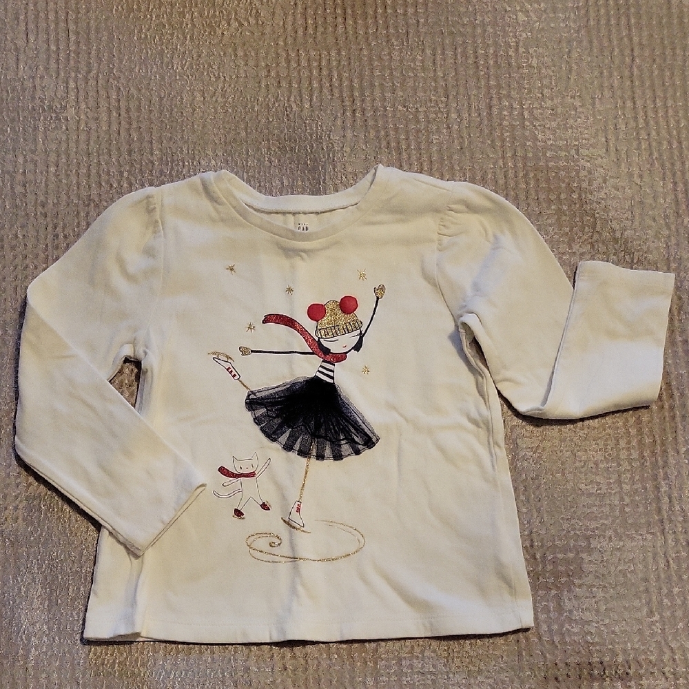 GAP Kids White Ballet Dancer Long Sleeve Shirt 5T